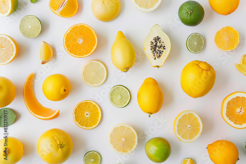 Yellow fruits on a light background