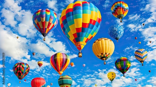 A sky filled with colorful hot air balloons during the Albuquerque International Balloon Fiesta photo
