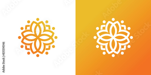 Flower logo design with a creative concept. Premium Vector