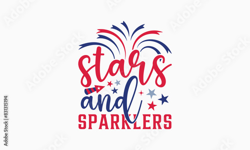 Stars and Sparklers - MOM T-shirt Design, Isolated on white background, This illustration can be used as a print on t-shirts and bags, cover book, templet, stationary or as a poster. 