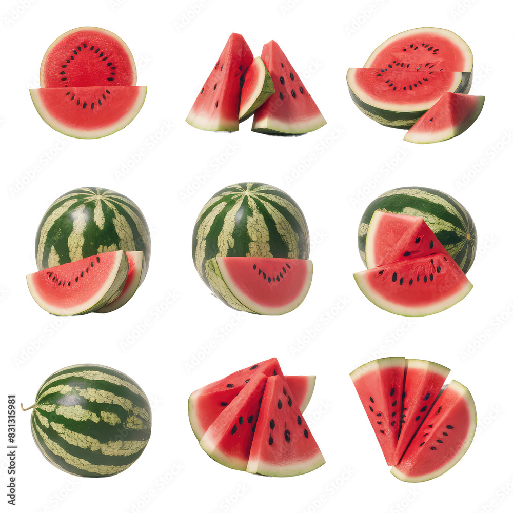 Isolated PNG Watermelon Fruit, GENERATIVE AI