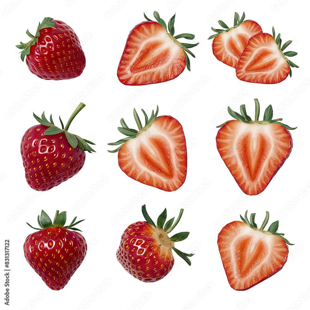 Isolated PNG Strawberry Fruit, GENERATIVE AI Isolated PNG Strawberry Fruit, GENERATIVE AI