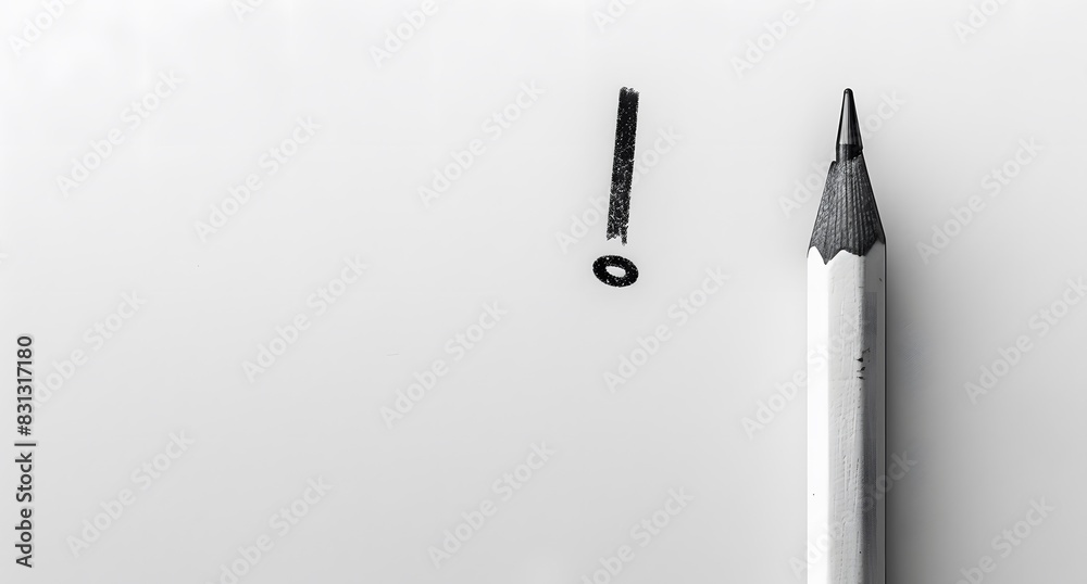 Minimalistic Pencil Drawing of an Exclamation Mark on White Background Minimalistic Pencil Drawing of an Exclamation Mark on White Background