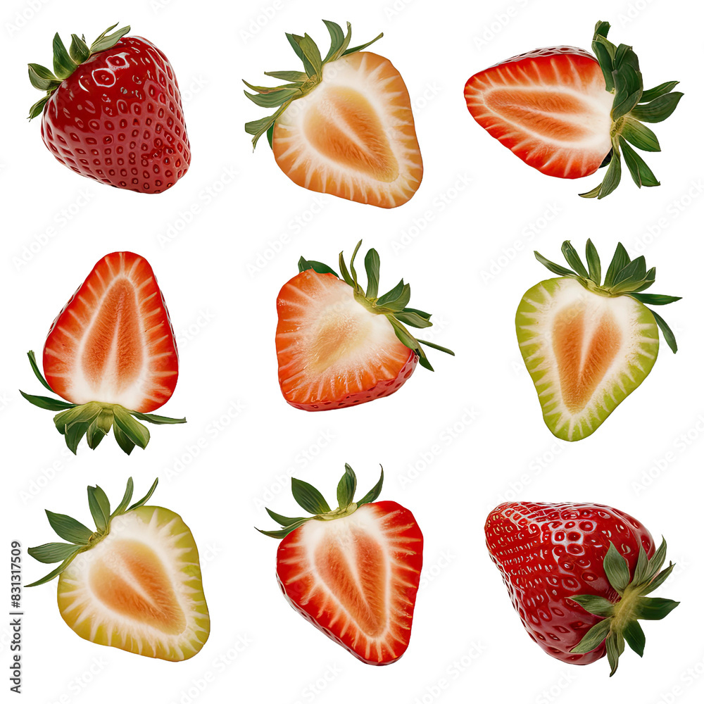 Isolated PNG Strawberry Fruit, GENERATIVE AI Isolated PNG Strawberry Fruit, GENERATIVE AI
