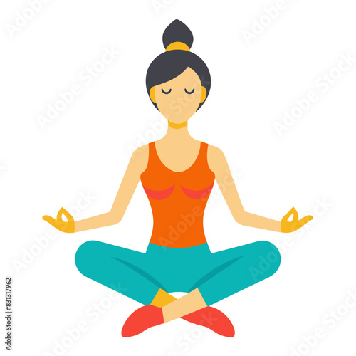 Woman in lotus position with closed eyes, peaceful gesture