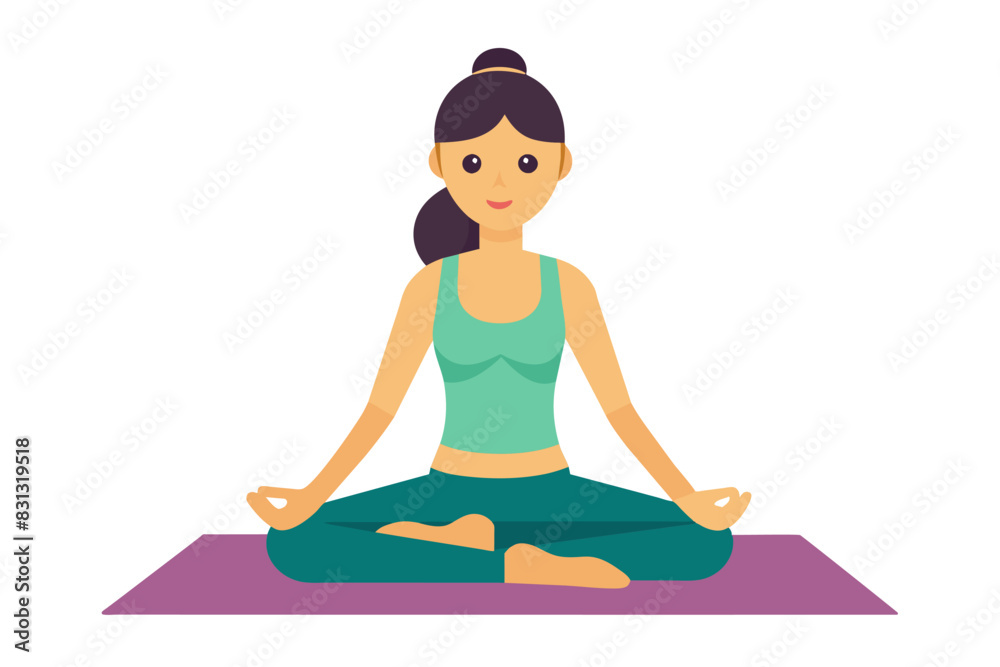 Woman in lotus position with closed eyes, peaceful gesture Woman in lotus position with closed eyes, peaceful gesture