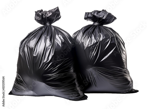 Two full black plastic garbage bags.