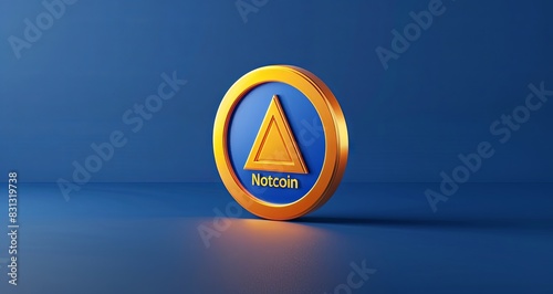 Gold coin with triangle warning sign icon, Notcoin