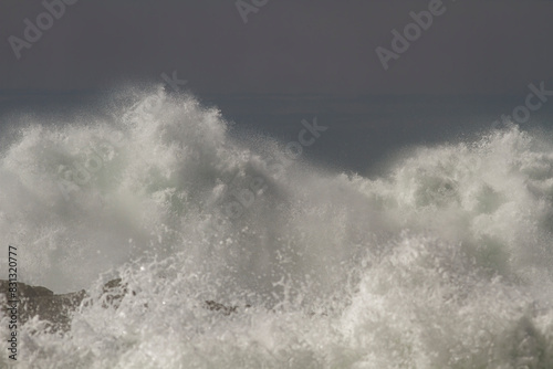 Crashing stormy sea wave closeup