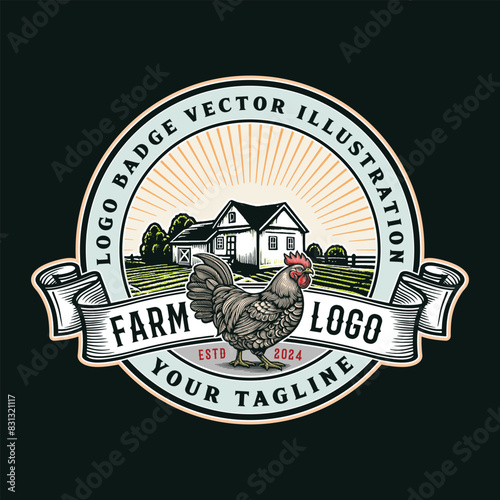 Chicken Farm Logo. For business template illustration.
