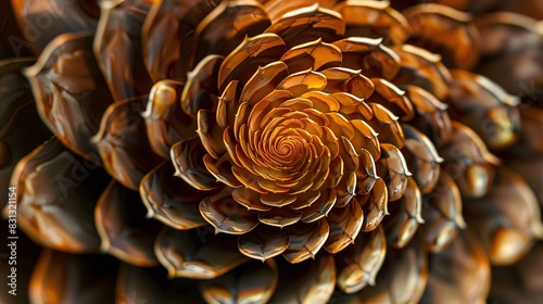 The golden ratio in nature, captured in a stunning image of a pinecone with its spiraling scales. © MheeP