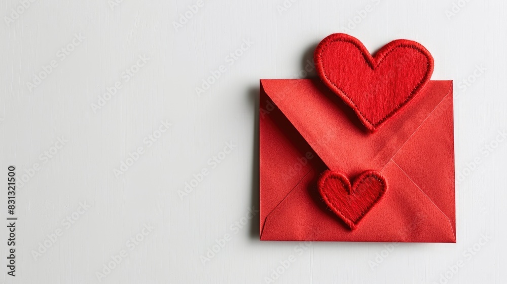 Isolated red envelope with hearts on white background for Chinese New Year Blank space available No people Isolated red envelope with hearts on white background for Chinese New Year Blank space available No people