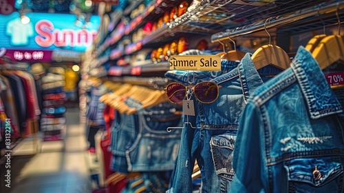A store with summer sale clothes on display