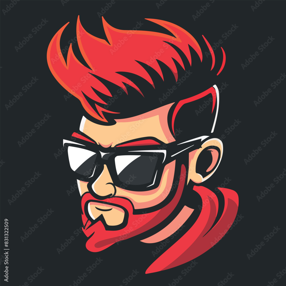 Men salon barber cartoon logo Vector illustration