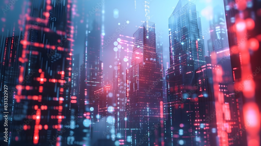 Dazzling Futuristic Metropolis with Towering Skyscrapers and Luminous Digital Cityscape Dazzling Futuristic Metropolis with Towering Skyscrapers and Luminous Digital Cityscape