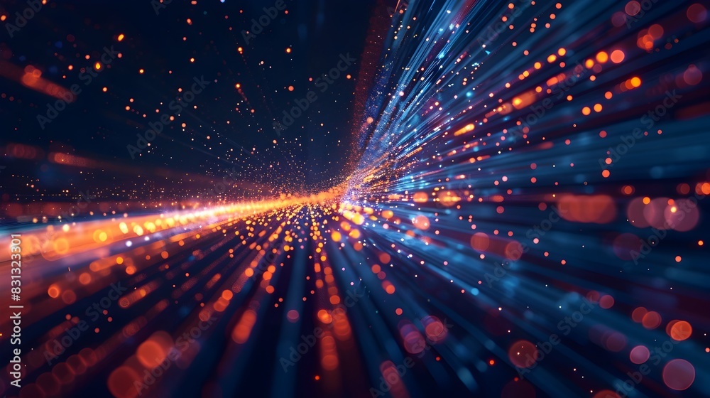 Fototapeta premium Dazzling Cosmic Vortex of Luminous Particles Surging Through Ethereal Galactic Landscape