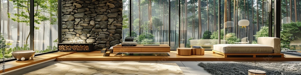 modern minimalist living room with an emphasis on natural elements modern minimalist living room with an emphasis on natural elements