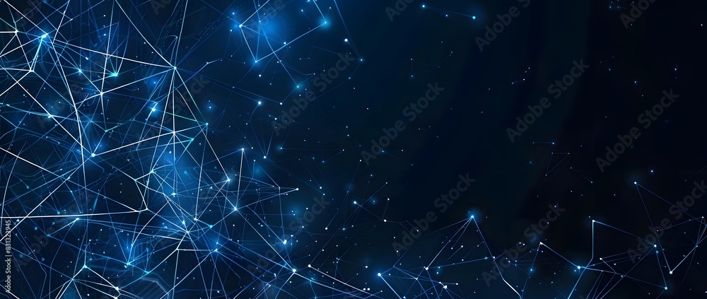 Abstract Blue Digital Network Background with Glowing Connections Abstract Blue Digital Network Background with Glowing Connections
