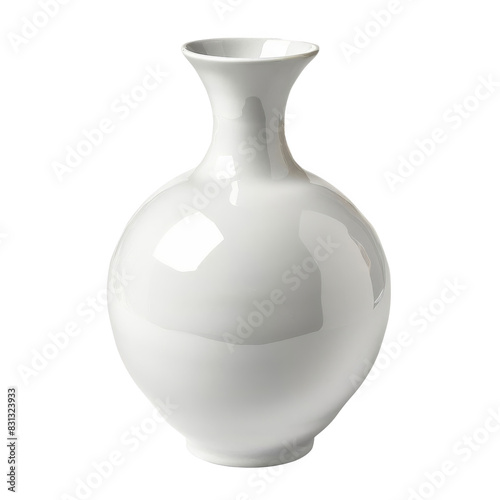 Elegant white ceramic vase with a sleek, round design, perfect for modern home decor or as a stylish centerpiece for any room.