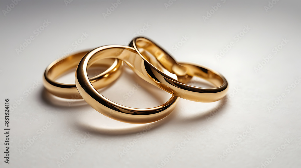 A close-up macro shot of two golden rings in a white isolated background with copy space
A close-up macro shot of two golden rings in a white isolated background with copy space