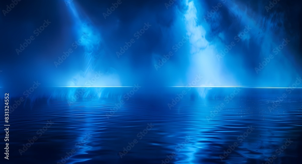 Fototapeta premium Abstract Blue Background with Laser Light and Neon Glow