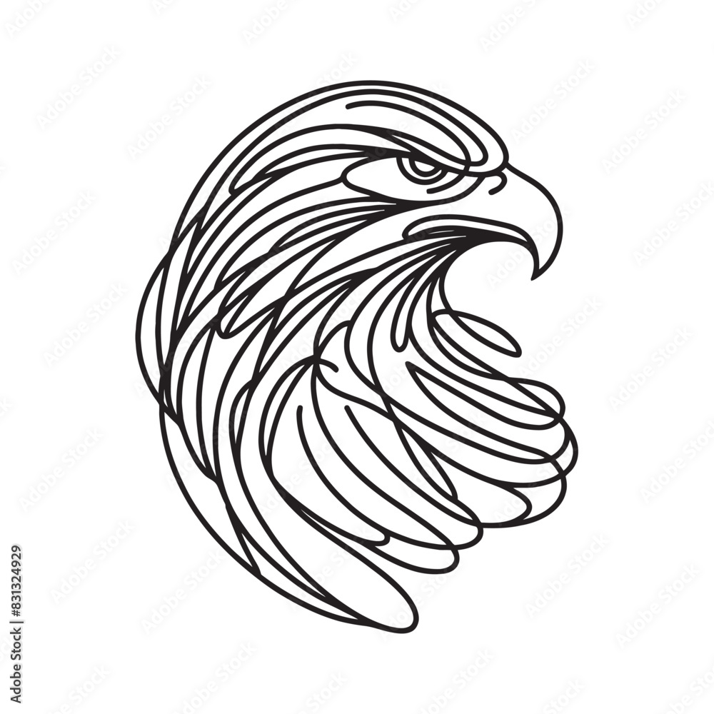 Obraz premium Eagle, one line drawing vector illustration