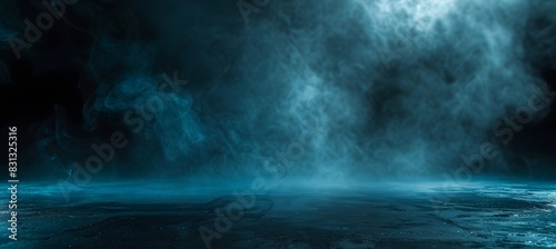 Abstract Dark Background with Blue Smoke and Fog