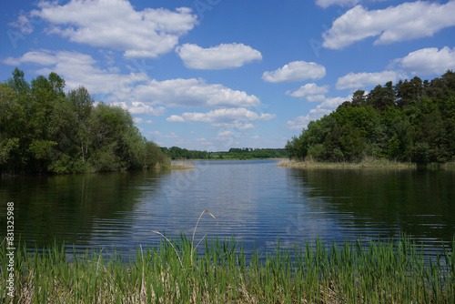 Bild auf Leinwand Blick auf den Rothsee bei Roth in Bayern in Deutschland