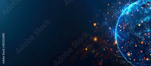 Abstract Digital Earth with Glowing Lights and Dots