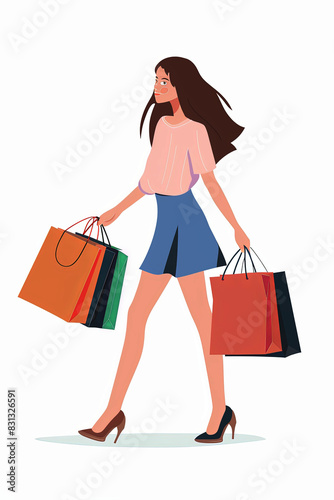 Happy shopping people in vector illustration style