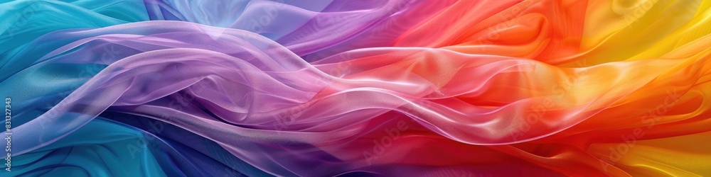 Obraz premium An expansive flow of rainbow colors cascades across this fabric
