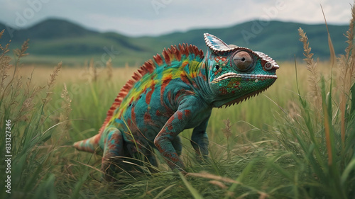In the Whispering Grasslands  deadly hunters stalk their victims  their chameleon-like abilities allowing them to vanish into the tall grass with eerie silence  Generative AI