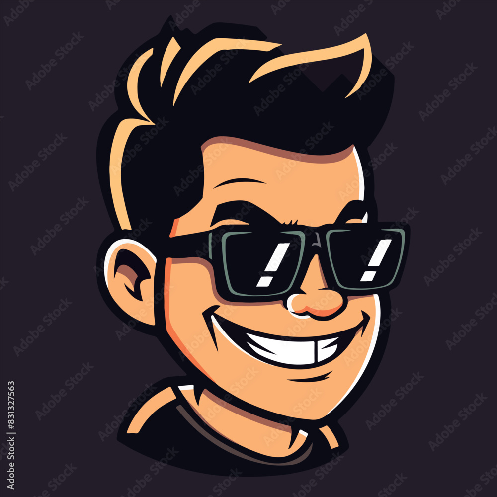 Geek boy cartoon vector illustration