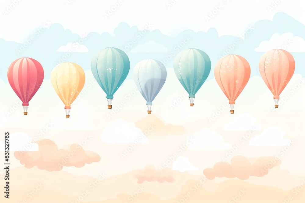 A beautiful sky with pastel-colored hot air balloons floating in the distance. A beautiful sky with pastel-colored hot air balloons floating in the distance.