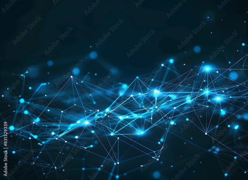 Abstract Technology Background with Blue Glowing Network Abstract Technology Background with Blue Glowing Network
