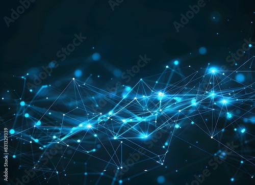 Abstract Technology Background with Blue Glowing Network © MD