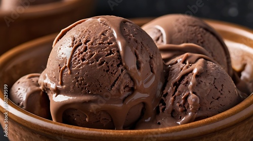 A close up of a cup of chocolate ice cream with a silver spoon in it.

 photo