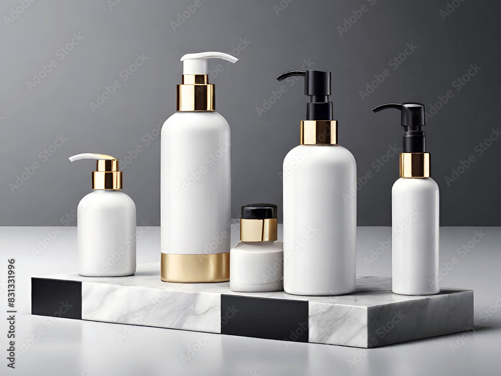 Premium Cosmetics on Polished Stone Platform. Generative AI Premium Cosmetics on Polished Stone Platform. Generative AI