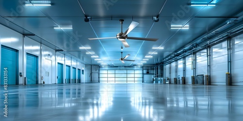 Industrialgrade ceiling fan circulates air in large spaces for temperature control. Concept HVAC Systems, Commercial Ventilation, Air Circulation, Industrial Grade, Temperature Regulation © Ян Заболотний