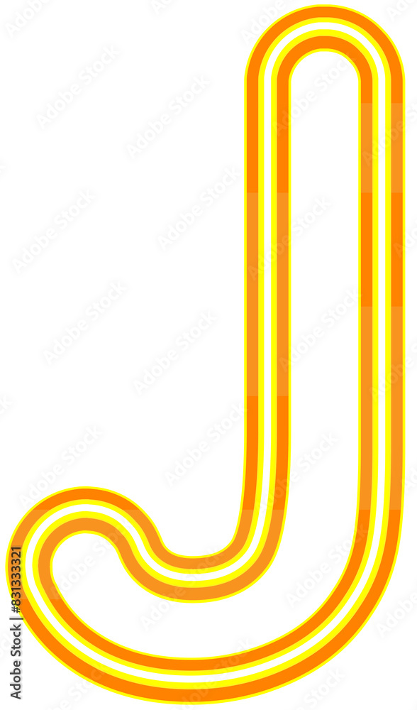 Vector bright yellow and orange neon light alphabet font typography design-J Vector bright yellow and orange neon light alphabet font typography design-J