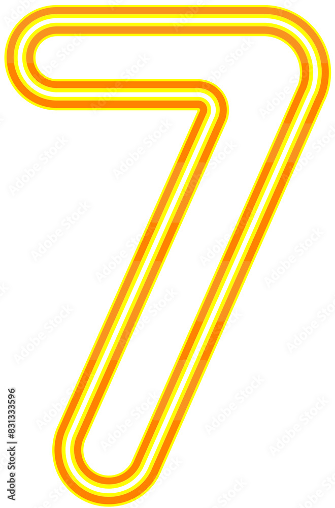 Vector bright yellow and orange neon light number typography design-7 Vector bright yellow and orange neon light number typography design-7