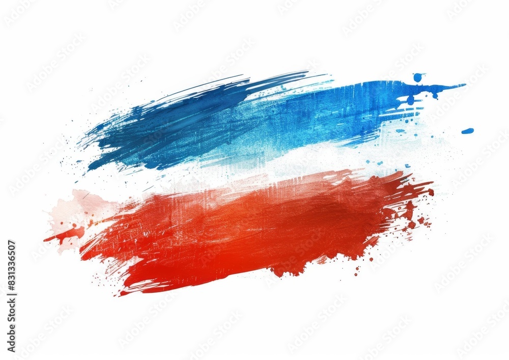A brush stroke in the colors of the Russian flag on a white background, in the watercolor style Generative AI A brush stroke in the colors of the Russian flag on a white background, in the watercolor style Generative AI