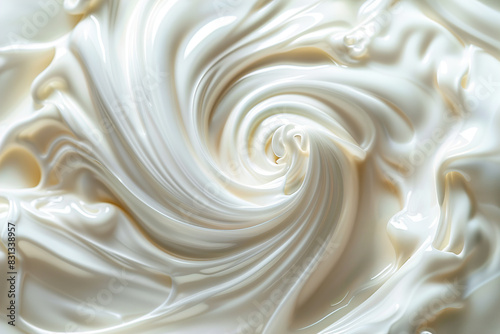 Close up view of a cream swirl in white