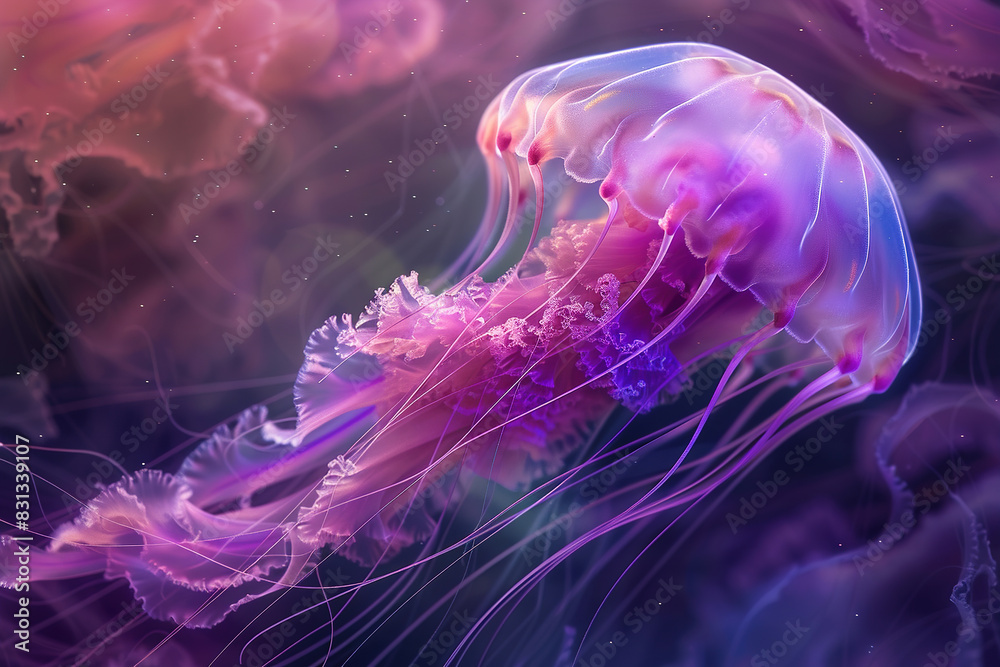 Close-up of a jellyfish in a body of water Close-up of a jellyfish in a body of water