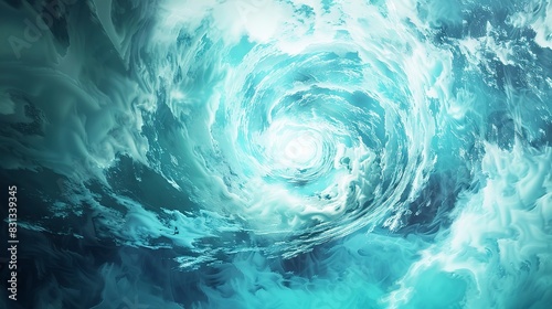 Mystical ocean whirlpool flat design top view spiritual theme 3D render vivid  photo