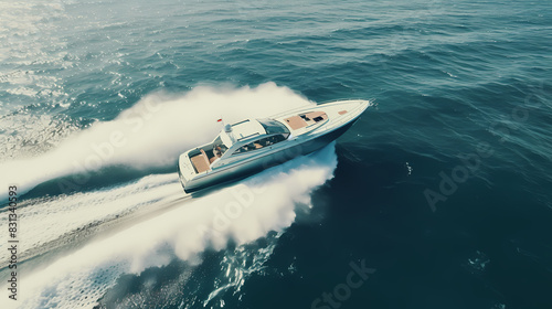 Luxury yacht speeding in the ocean © xuan