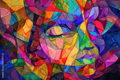 Colorful painting of a womans face