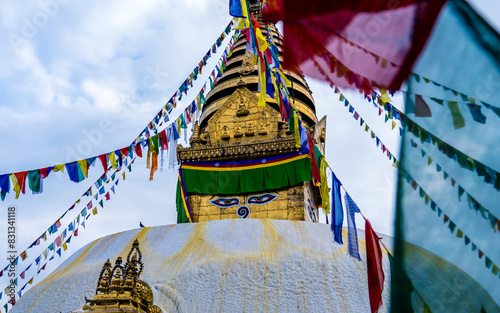 Landscape view of Soyambhunath Stupa in Kathmandu, Nepal. photo