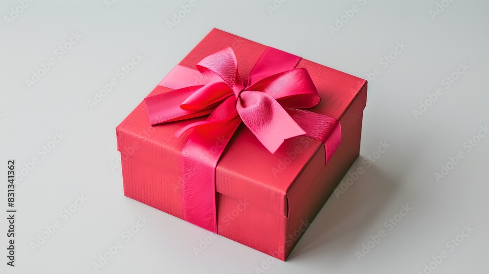 Elegant red gift box with ribbon. Simple and stylish, perfect for any occasion. A touch of class for presents. AI Elegant red gift box with ribbon. Simple and stylish, perfect for any occasion. A touch of class for presents. AI