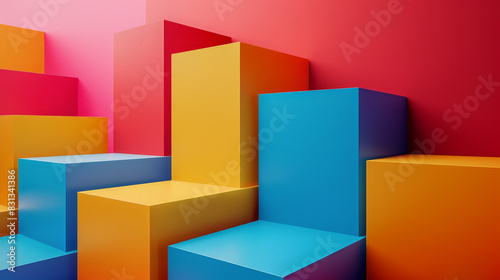 A colorful stack of cubes in various colors